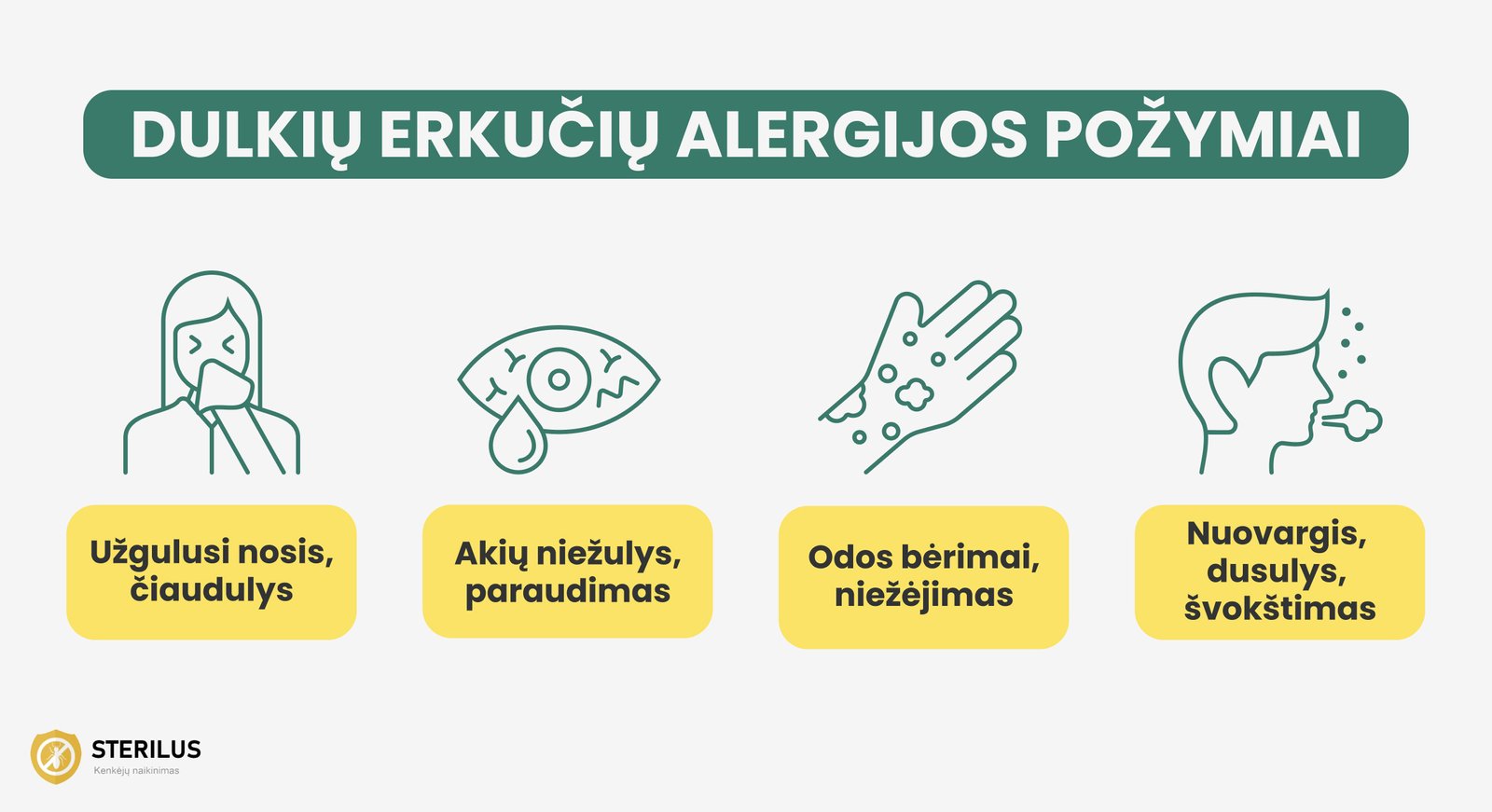 alergija dulkių erkutėms - kokie yra požymiai?